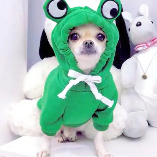 PC Cute Frog Pet Sweater for Small and Medium Dogs - Green Dog Hoodie with Fun Design - Keep Your Pup Cozy and Stylish